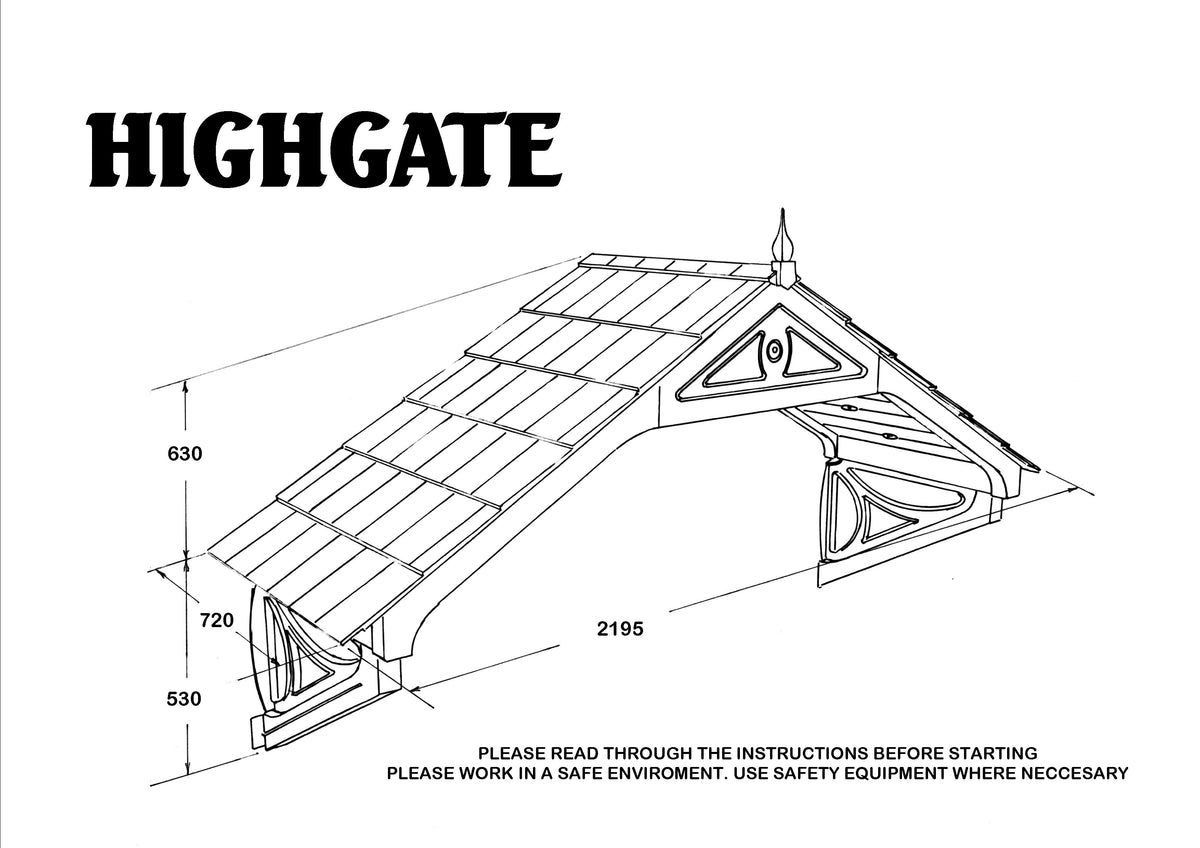 Highgate Door Canopy - Width 2195mm x 1160mm Height x 720mm Depth