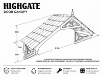 Highgate Wide Door Canopy 2195mm - Flat Pack Porch Canopy