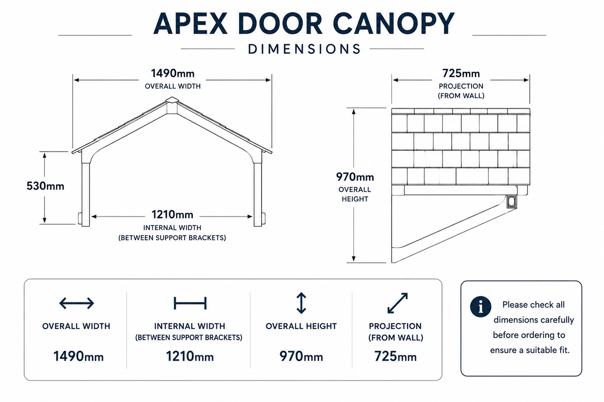 Apex Door Canopy 149cm - Flat Pack Porch Canopy