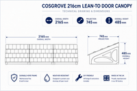 Cosgrove Lean-To Door Canopy - Flat Pack Porch Canopy
